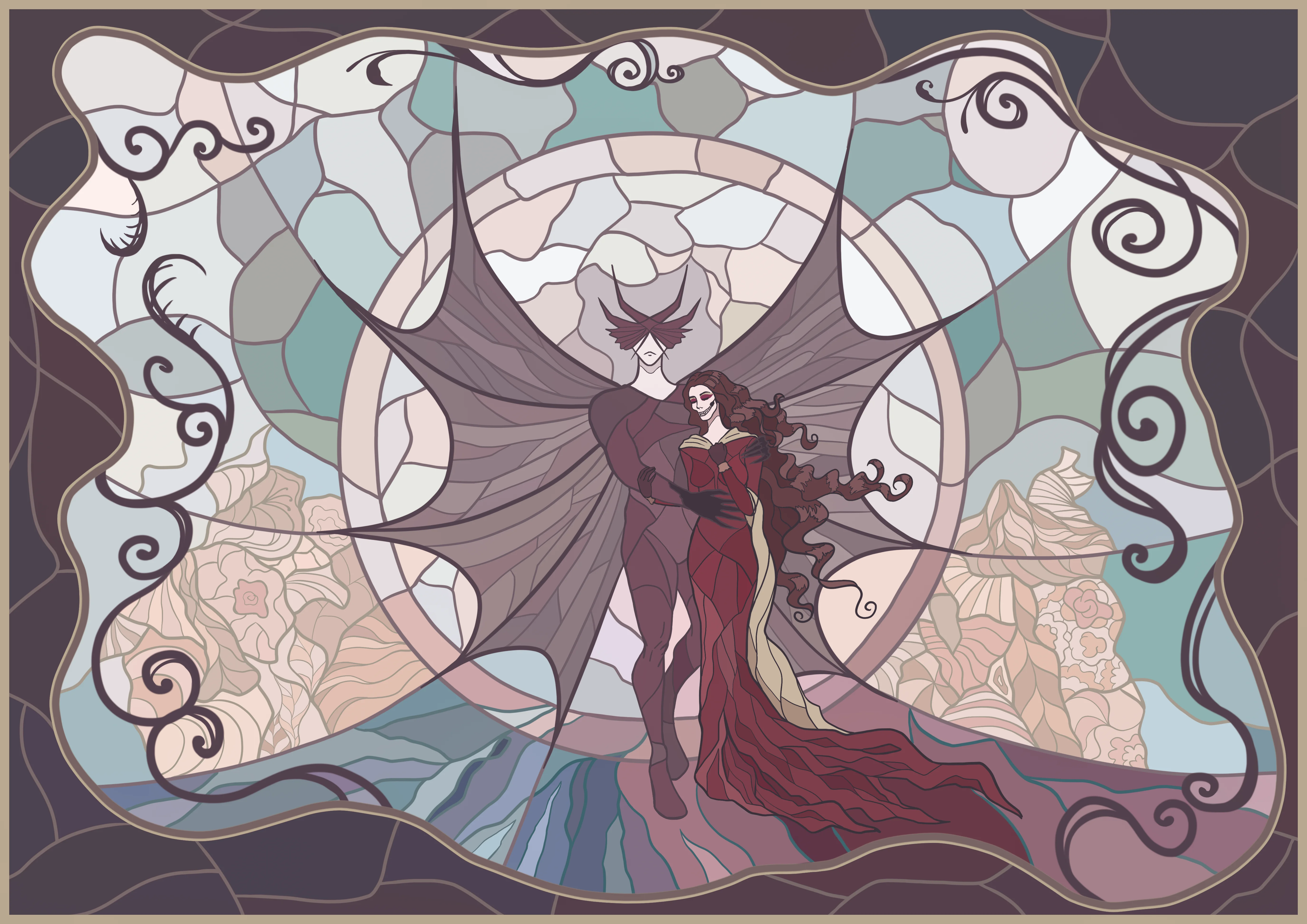 Tzimisce & Nosferatu couple, stained glass